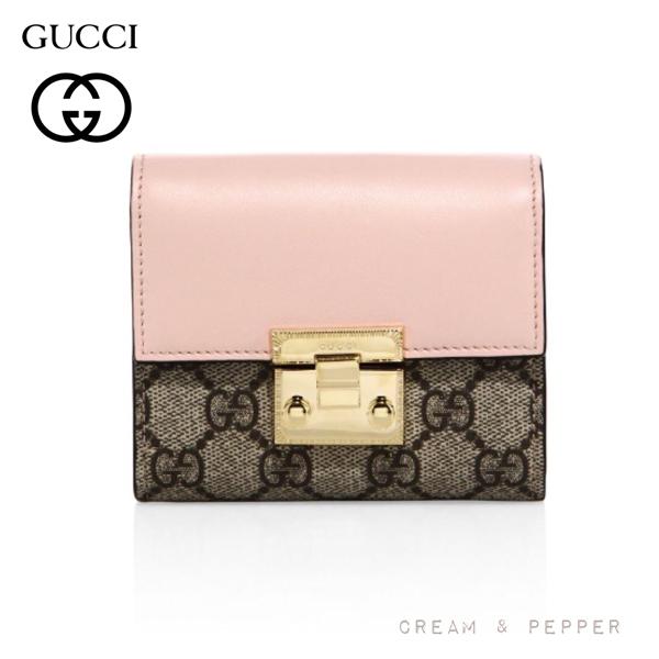 GUCCI グッチ コピー GG Supreme ピンク折財布 スプリーム パッドロック フレンチ折財布 パーフェクトピンク 8071204